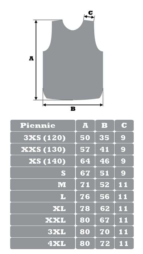 Grille de tailles lacrosse piennie